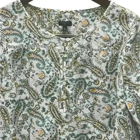 Talbots Boho Paisley Lightweight Cotton Top Size Large Petite Grandma Bohemian - Picture 2 of 10